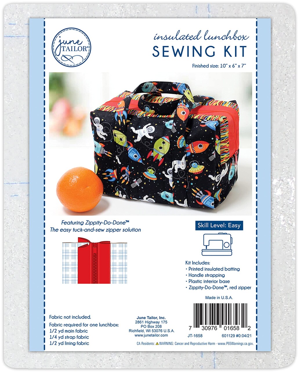 June Tailor Zippity-Do-Done Lunchbox Sewing Kit, DIY Fabric Project Bags with Pre-Sewn Zippers